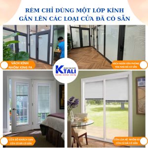 RÈM CƠ LÁ NHÔM TRÊN CỬA KÍNH ĐÃ CÓ SẴN